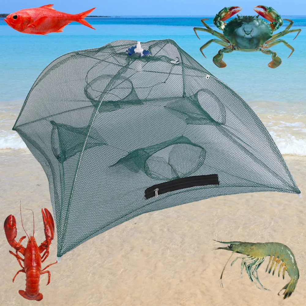

Foldable Fishing Bait Net Trap Cast Dip Cage Crab Fish Minnow Crawdad Shrimp Zipper Design Convenient to Carry Sinking Net New