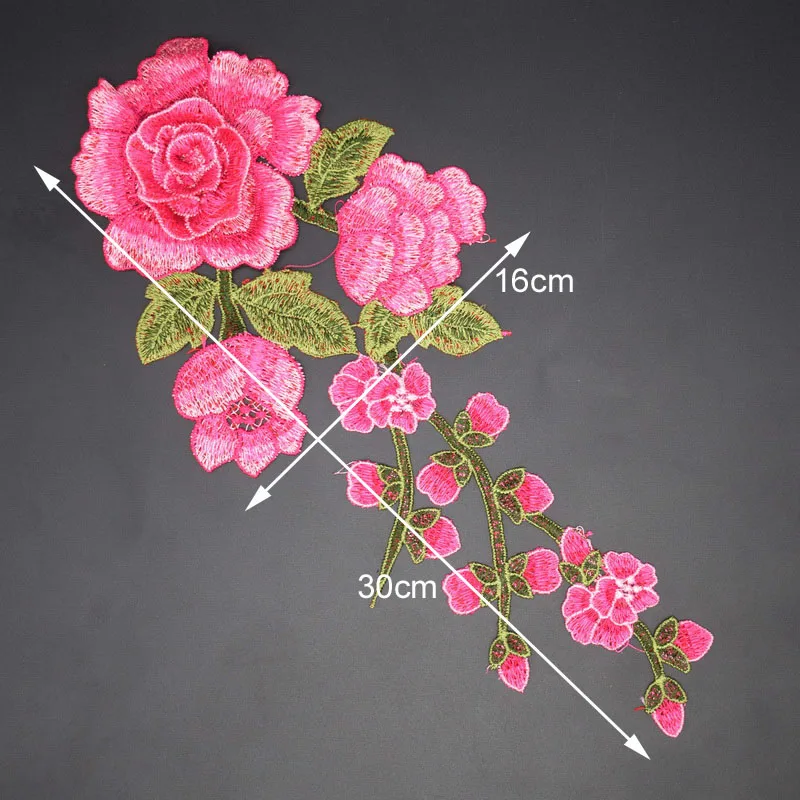 Description Picture 5 of item1Pc Rose Embroidered Sewing On Patch Flower Patch Stickers For Clothes Badge Sewing Fabric Applique Supplies 12Colors
