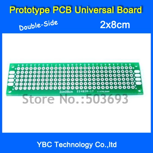 Бесплатная доставка 50 шт./лот 2x8 см двухсторонний медный Прототип PCB 2*8
