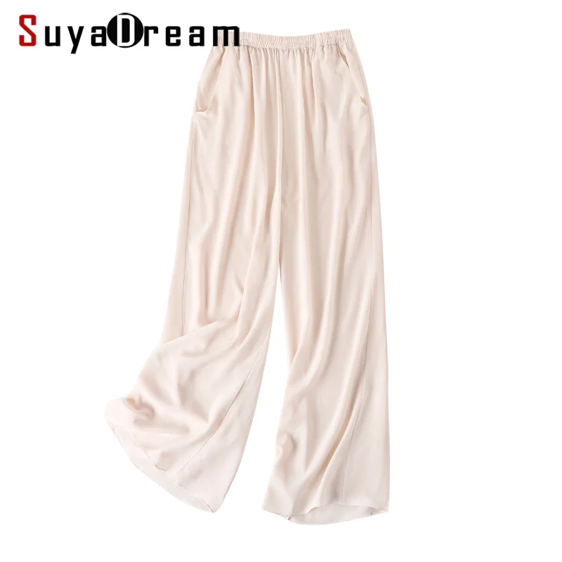 Women Wide Leg Pants 100%Real Silk Crepe Solid Elastic Waisted Long Pants 2019 Office Lady Spring Summer Trousers New
Women Wide Leg Pants 100%Real Silk Crepe Solid Elastic Waisted Long Pants 2019 Office Lady Spring Summer Trousers New
