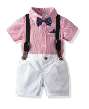 Baby Boys Gentleman Suits Pink Stripes Bow T-shirts and Overall Shorts Pants 2pcs Sets 2019 New Summer Fashion Children Clothes
Baby Boys Gentleman Suits Pink Stripes Bow T-shirts and Overall Shorts Pants 2pcs Sets 2019 New Summer Fashion Children Clothes