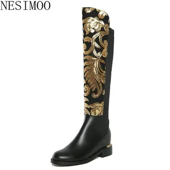 NESIMOO 2019 Fashion Women Genuine Leather Knee High Boots Square Low Heel National Style Round Toe All Match Shoes Size 34-42
NESIMOO 2019 Fashion Women Genuine Leather Knee High Boots Square Low Heel National Style Round Toe All Match Shoes Size 34-42