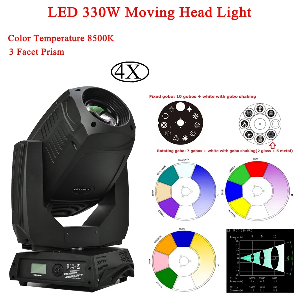 4Pcs/Lot High Quality LED 330W Moving Head Lights Spot Stage Lamps Effect Lighting For Professional KTV DJ Disco Bar Night Club
4Pcs/Lot High Quality LED 330W Moving Head Lights Spot Stage Lamps Effect Lighting For Professional KTV DJ Disco Bar Night Club