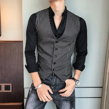 Mens Striped Waistcoats Colete Slim Fit Masculino Sleeveless Jackets Mens British Smoking Masculino Suit Vests for Mens Vintage
Mens Striped Waistcoats Colete Slim Fit Masculino Sleeveless Jackets Mens British Smoking Masculino Suit Vests for Mens Vintage