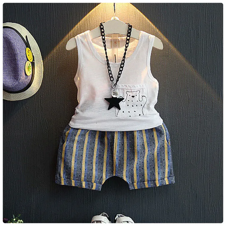 Children's Garment 2 Pieces Set 2016 Summer New Pattern Korean Men Women Baby Cartoon Vest T T-shirt Stripe Shorts You Suit
Children's Garment 2 Pieces Set 2016 Summer New Pattern Korean Men Women Baby Cartoon Vest T T-shirt Stripe Shorts You Suit