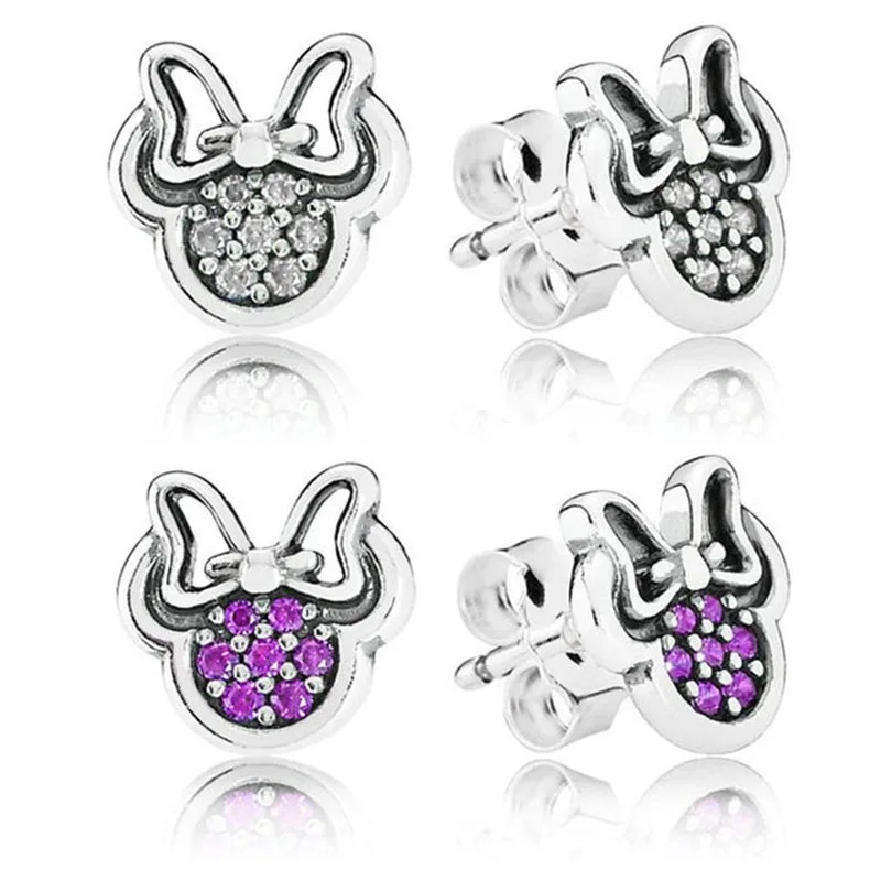 Authentic 925 Sterling Silver Crystal Pans Earrings For Women Clear Pink Sweet Minnie Earring Studs Fine Europe Jewelry Gift
Authentic 925 Sterling Silver Crystal Pans Earrings For Women Clear Pink Sweet Minnie Earring Studs Fine Europe Jewelry Gift