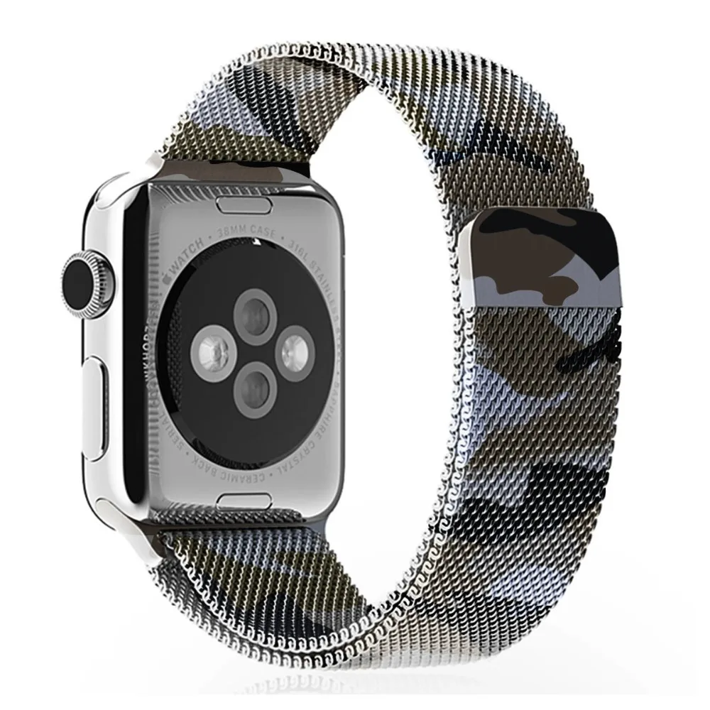 42mm 38mm Milanese Loop Strap Made By 316L Stainless Steel Camouflage Blue With Adjustable Magnetic Closure For Apple Watch
42mm 38mm Milanese Loop Strap Made By 316L Stainless Steel Camouflage Blue With Adjustable Magnetic Closure For Apple Watch
