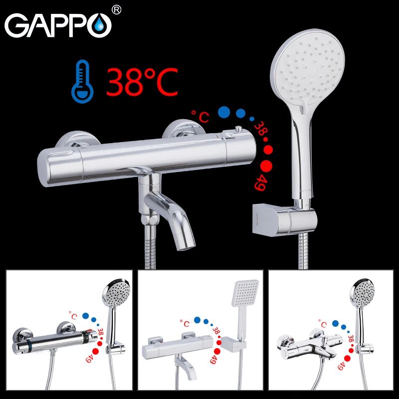 

GAPPO Bathtub Faucets thermostatic bath mixer with thermostat wall mounted tub faucet water mixer tap ware shower head set