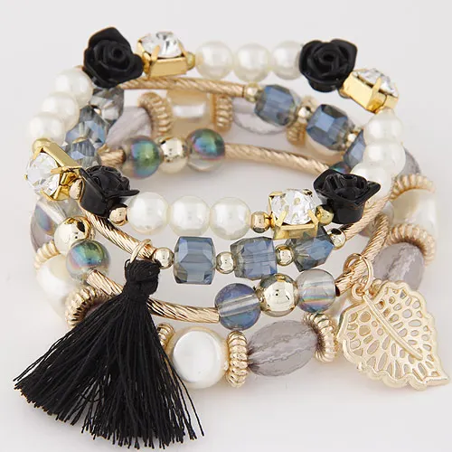 LEMOER 2017 New Multilayer Pearl Rose Flower Crystal Beads Bracelet Tassel Leaves Charm Bracelets & Bangles Jewelry for Women
LEMOER 2017 New Multilayer Pearl Rose Flower Crystal Beads Bracelet Tassel Leaves Charm Bracelets & Bangles Jewelry for Women