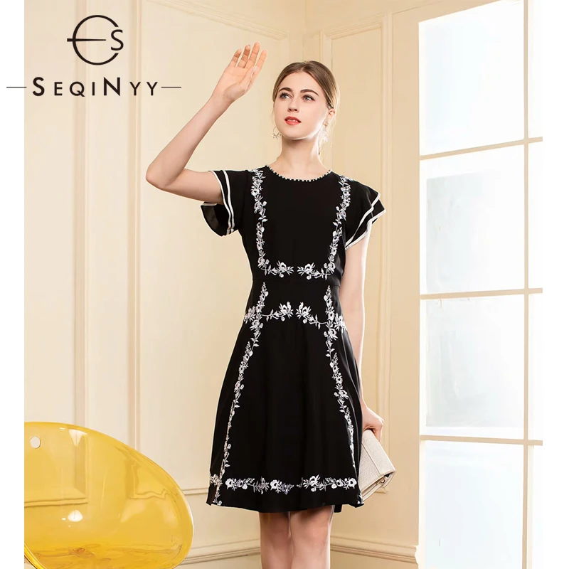 SEQINYY Black Dress Flowers Embroidery High Quality Crystal Bead 2019 Summer New Fashion Short Sleeve Ruffles A-line Mini Dress
SEQINYY Black Dress Flowers Embroidery High Quality Crystal Bead 2019 Summer New Fashion Short Sleeve Ruffles A-line Mini Dress