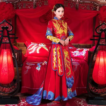 Red Embroidery Phoenix Cheongsam wedding dress For Overseas Chinese Women Vestido Oriental Collar Sexy Long Qi Pao Party Show
Red Embroidery Phoenix Cheongsam wedding dress For Overseas Chinese Women Vestido Oriental Collar Sexy Long Qi Pao Party Show