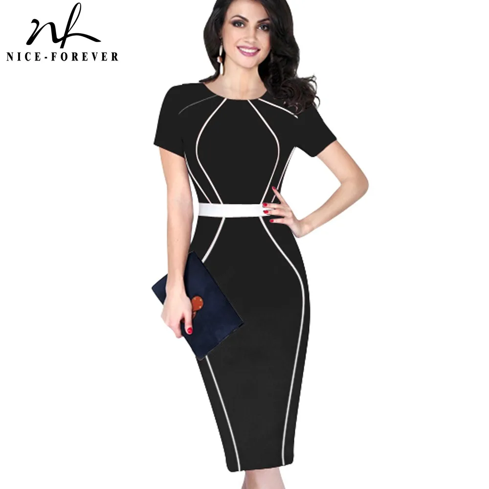 Nice-forever Women Elegant Colorblock Contrast Patchwork Short Sleeve 2017 Slim Tunic Wear to Work Office Business Dress B389
Nice-forever Women Elegant Colorblock Contrast Patchwork Short Sleeve 2017 Slim Tunic Wear to Work Office Business Dress B389