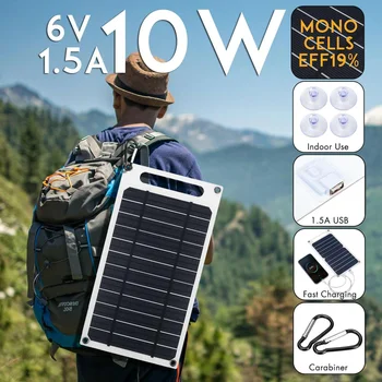 10W 6V 1500mA Monocrystalline Solar Power Solar Panel USB Mobile Phone Photovoltaic Charging Panel Power Bank
10W 6V 1500mA Monocrystalline Solar Power Solar Panel USB Mobile Phone Photovoltaic Charging Panel Power Bank