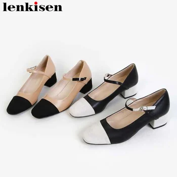 2019 hot salling mixed colors buckle strap genuine leather classic square toe chunky med heels young girls concise pumps L07
2019 hot salling mixed colors buckle strap genuine leather classic square toe chunky med heels young girls concise pumps L07
