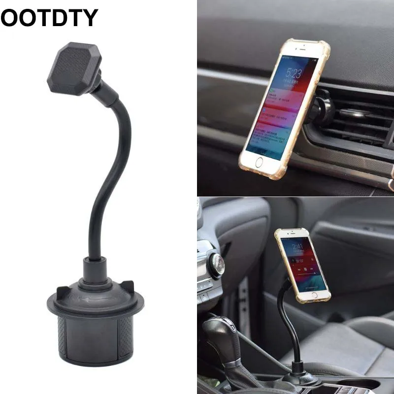 

2in1 Universal Adjustable Gooseneck Cup Holder Cradle Car Air Vent Phone Magnetic Mount Stand for iPhone Samsung Xiaomi Huawei