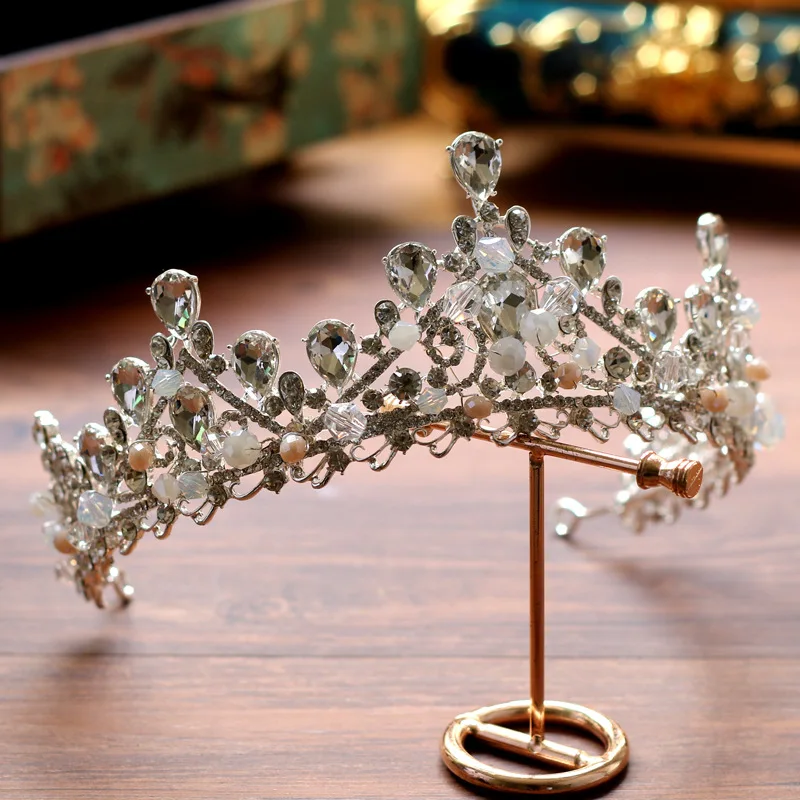 Барокко Ретро Элитная Серебряная корона невесты ювелирные украшения для бутик