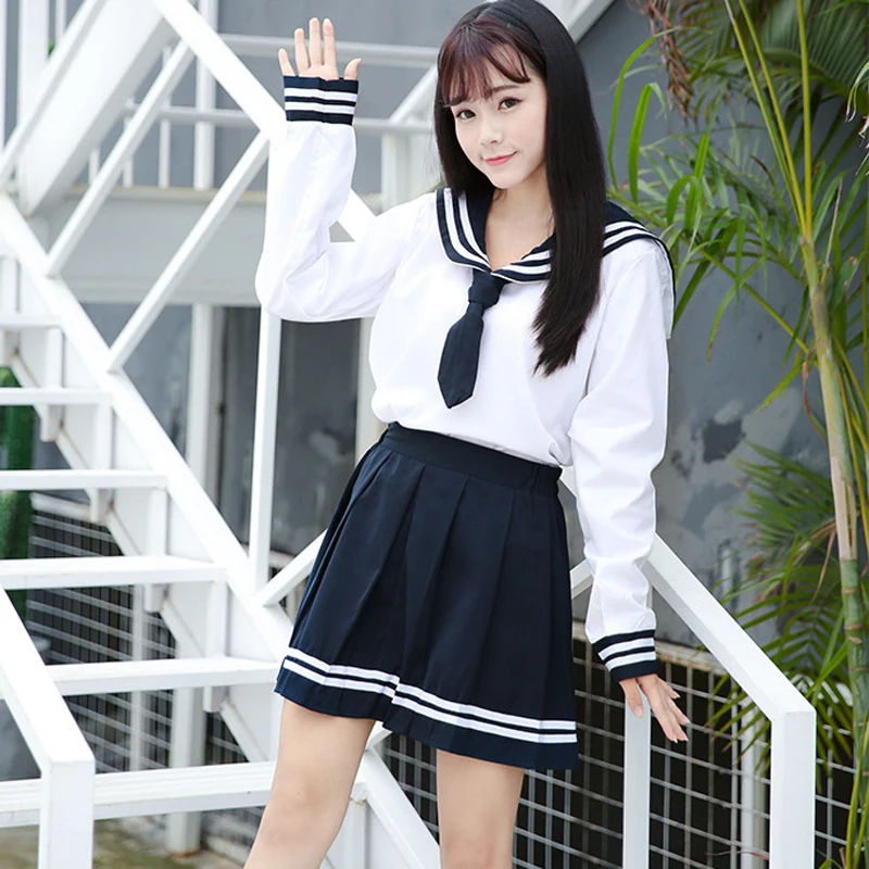 Students Uniform JK Cosplay Top Shirt Skirt Tie Set School Black White Costume Sailor Uniform Collar Long Sleeves
Students Uniform JK Cosplay Top Shirt Skirt Tie Set School Black White Costume Sailor Uniform Collar Long Sleeves