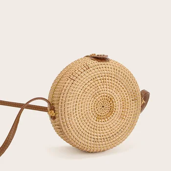 Summer Handmade Retro Knitted Messenger Bags Women Woven Round Rattan Straw Bag Bali Bohemian Beach Circle Bag Circular Handbag
Summer Handmade Retro Knitted Messenger Bags Women Woven Round Rattan Straw Bag Bali Bohemian Beach Circle Bag Circular Handbag
