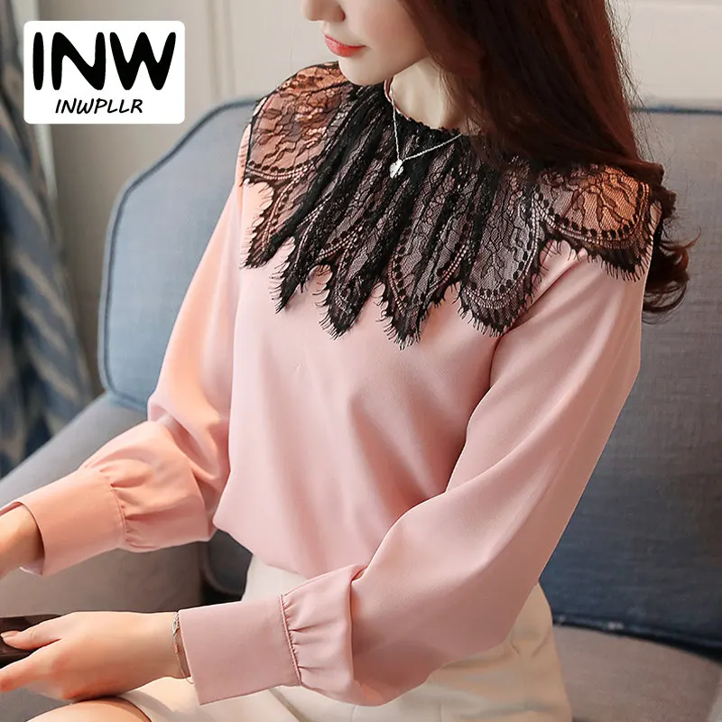 2019 New Autumn Tops Women Fashion Lace Patchwork Blouses Casual Long Sleeve Chiffon Blusas Mujer Pink White Shirt Female
2019 New Autumn Tops Women Fashion Lace Patchwork Blouses Casual Long Sleeve Chiffon Blusas Mujer Pink White Shirt Female