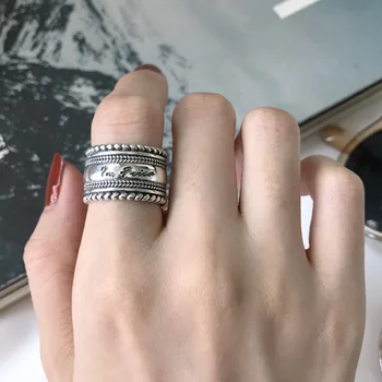 retro Authentic S925 Sterling Silver Fine Jewelry Multi-Layers Twisted letter engraved Line Wider Long Band Ring Punk J375 
retro Authentic S925 Sterling Silver Fine Jewelry Multi-Layers Twisted letter engraved Line Wider Long Band Ring Punk J375