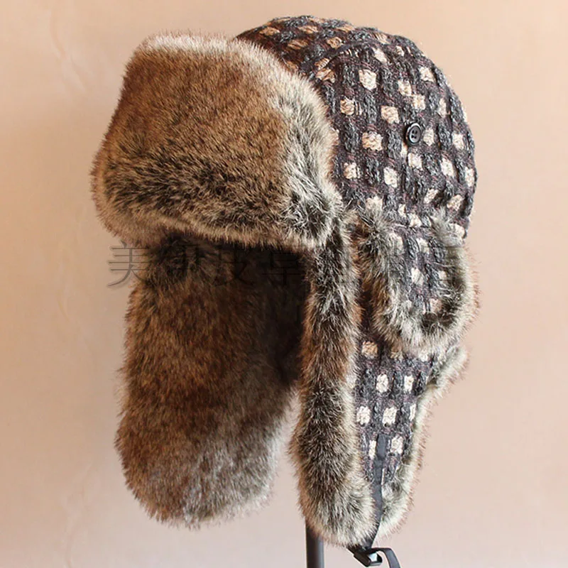 Mens Bomber Hats Trapper Ushanka Russian Ear Flaps Windproof Cap 100% Rabbit Fur Nylon Artificial Leather Hats Warm Cap B-8483
Mens Bomber Hats Trapper Ushanka Russian Ear Flaps Windproof Cap 100% Rabbit Fur Nylon Artificial Leather Hats Warm Cap B-8483