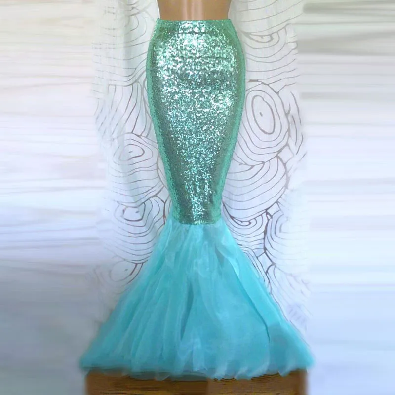 High Waist Maxi Sequins Skirt 
