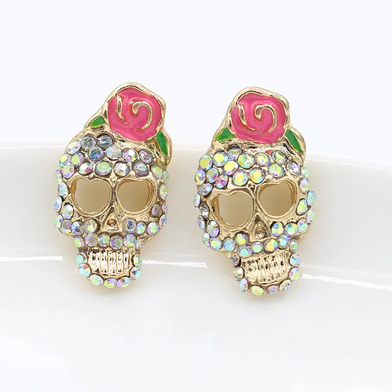 Women Fashion Accessories 1 Pair Personality Cute Pink Rose Rhinestone Skeleton Skull Ear Studs Earring
Women Fashion Accessories 1 Pair Personality Cute Pink Rose Rhinestone Skeleton Skull Ear Studs Earring