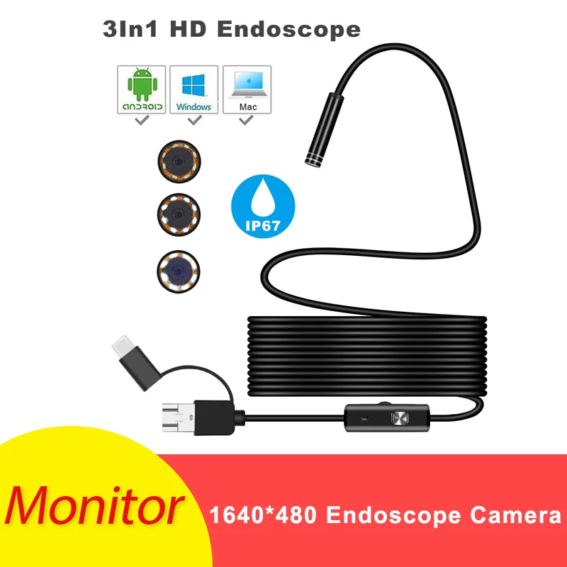 3 in 1 7mm Endoscope Camera for iOS Android Smartphone Tablet Type C to USB Waterproof Inspection Borescope Endoscope with 6 LED
3 in 1 7mm Endoscope Camera for iOS Android Smartphone Tablet Type C to USB Waterproof Inspection Borescope Endoscope with 6 LED