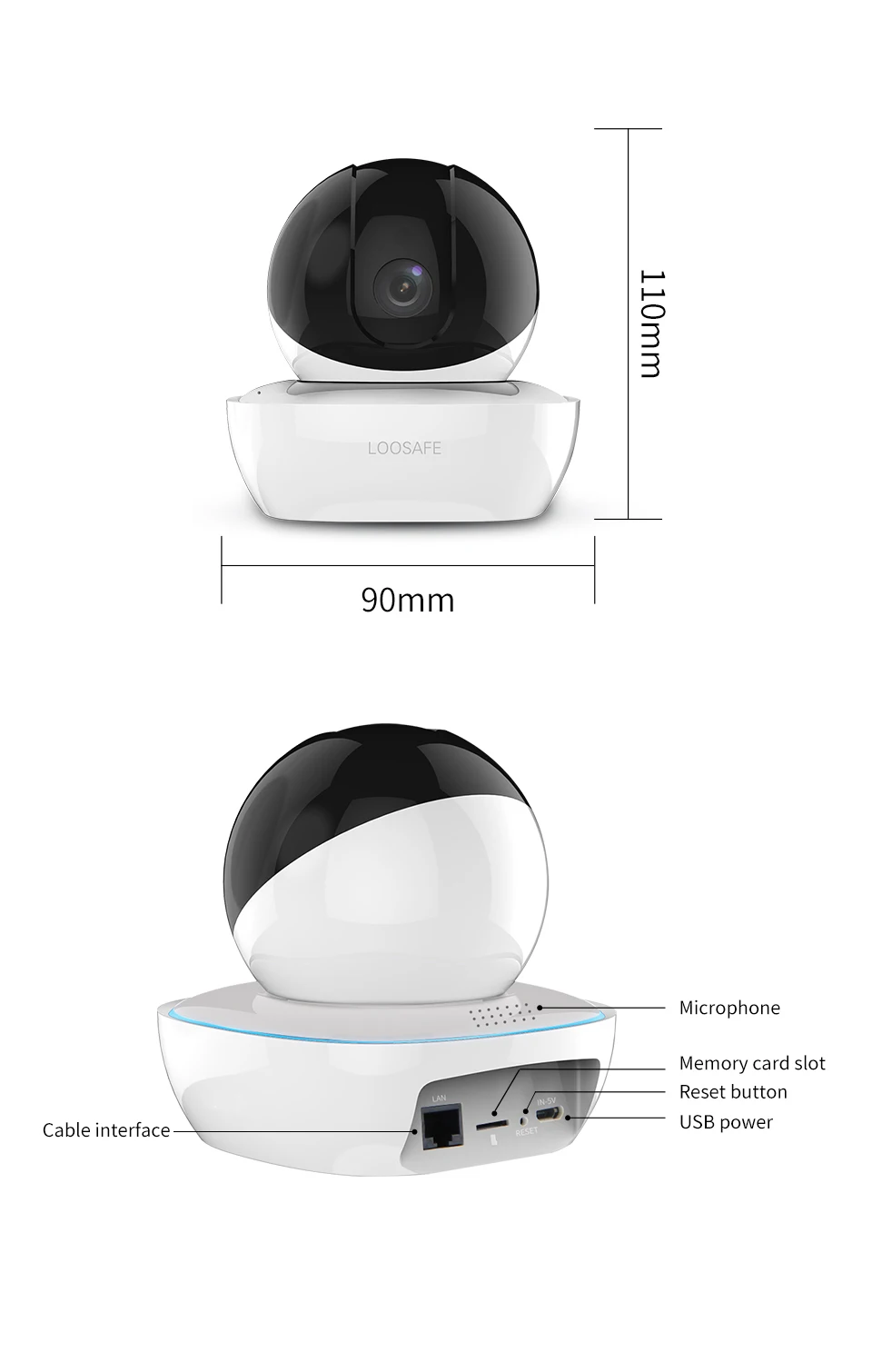 LOOSAFE HD Security IP Camera Wi-Fi 1080P Wireless Home Security Surveillance Alarm Night Vision P2P CCTV Camera Baby Monitor
