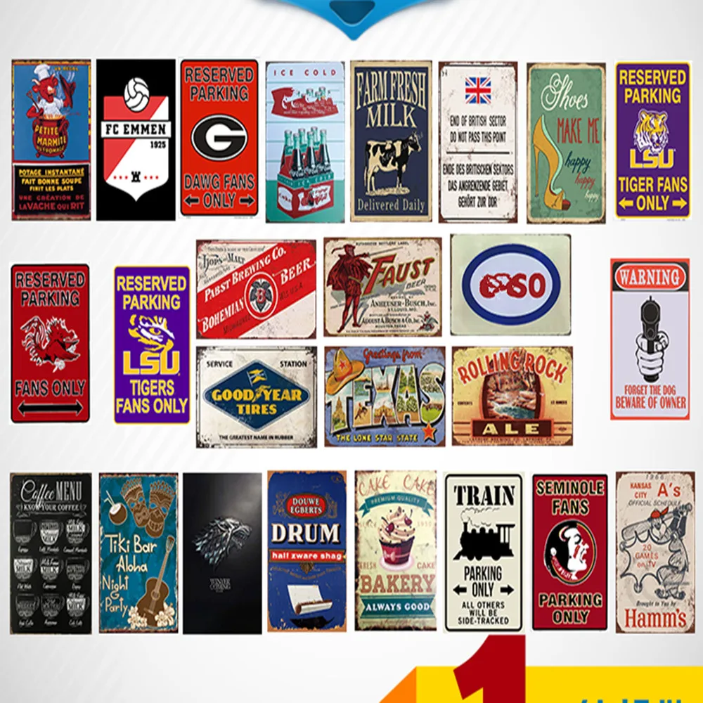 Mixed Wholesale Vintage Metal Painting Plate Plaques Tin Sign Stickers Metal Art Wall Car Bar Pub Cafe Garage Decor 30X20 CM
Mixed Wholesale Vintage Metal Painting Plate Plaques Tin Sign Stickers Metal Art Wall Car Bar Pub Cafe Garage Decor 30X20 CM