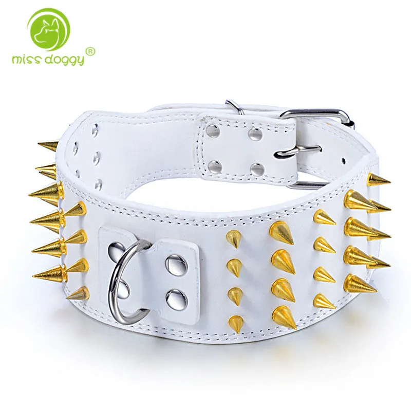 7.5CM wide 4 Rows Sharp Gold Spiked Studded PU Leather Large Dog Pet Collar Studs Collar for Pitbull Bulldog Mastiff More Breeds
7.5CM wide 4 Rows Sharp Gold Spiked Studded PU Leather Large Dog Pet Collar Studs Collar for Pitbull Bulldog Mastiff More Breeds