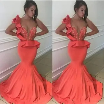 Sexy Mermaid Prom Dresses Plus Size Ruffles Peplum Beading Evening Gowns For Women Satin Party Dress robe de soiree Sexy
Sexy Mermaid Prom Dresses Plus Size Ruffles Peplum Beading Evening Gowns For Women Satin Party Dress robe de soiree Sexy