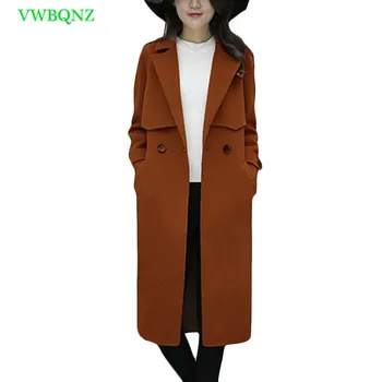 Women Korean Woolen Jacket Autumn Winter Loose Long Wool coat Women's High quality Double-breasted Caramel colour Overcoats A186
Women Korean Woolen Jacket Autumn Winter Loose Long Wool coat Women's High quality Double-breasted Caramel colour Overcoats A186