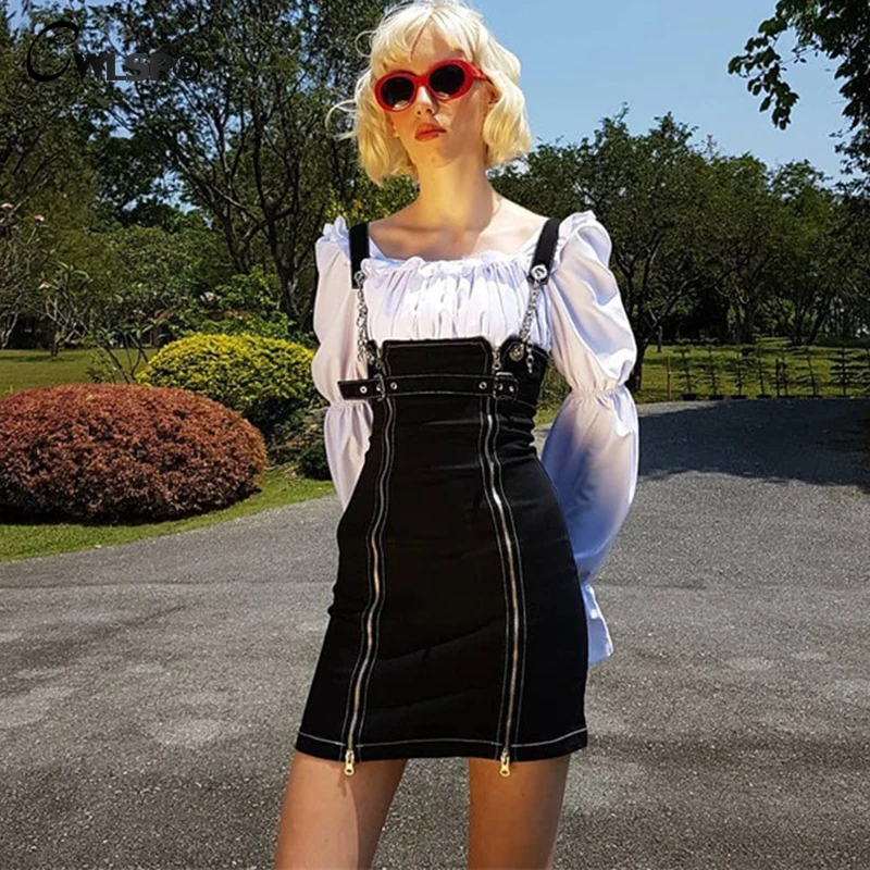 CWLSP Black Women's Sarafan Mini Dress A Line Korean Fashion Sexy Streetwear Dresses with Zipper vestido vintage elbise QL4077
CWLSP Black Women's Sarafan Mini Dress A Line Korean Fashion Sexy Streetwear Dresses with Zipper vestido vintage elbise QL4077