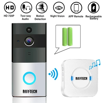 DAYTECH Wireless WiFi Video Doorbell 1.0MP Doorbell Camera Night Vision Two-way Audio Battery Operation with Indoor Chime
DAYTECH Wireless WiFi Video Doorbell 1.0MP Doorbell Camera Night Vision Two-way Audio Battery Operation with Indoor Chime