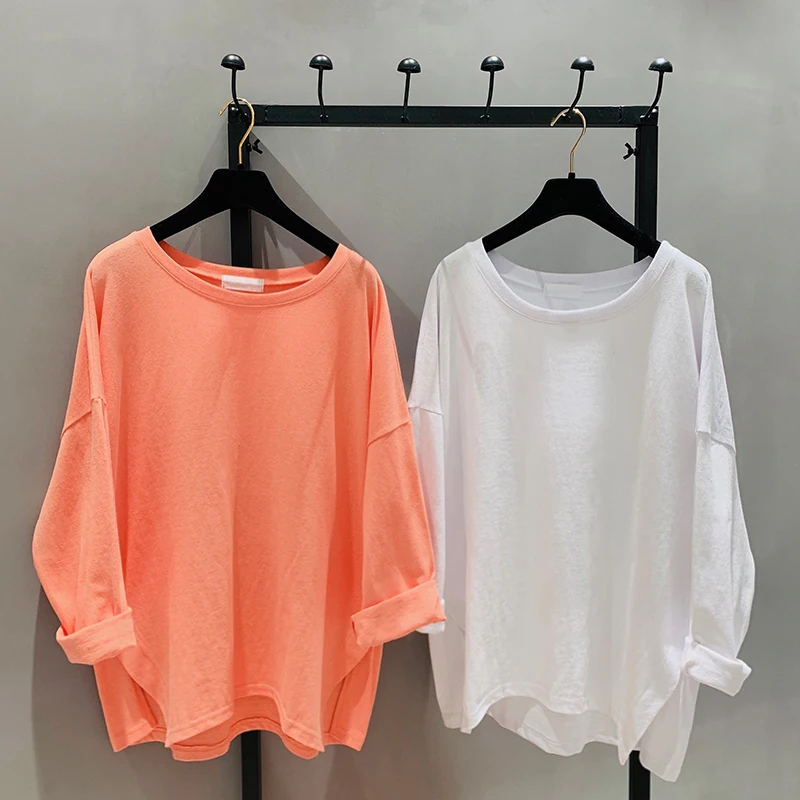 2019 summer new women t-shirts solid long-sleeved o-neck orange pink blue casual lady outwear coat tops
2019 summer new women t-shirts solid long-sleeved o-neck orange pink blue casual lady outwear coat tops