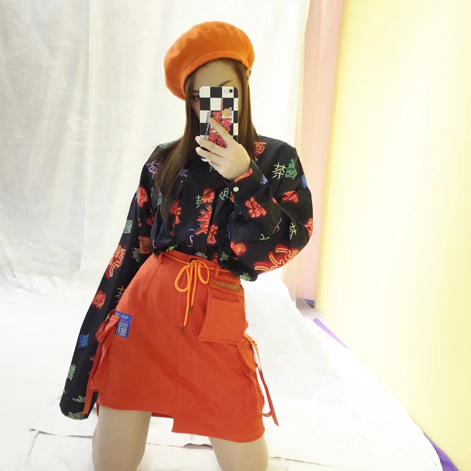 Street Society Shot Stylish Hip-hop Army Big Pocket Ribbon Workwear Short Skirt with Slim Half-length Skirts | Женская одежда