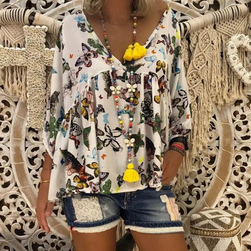 LASPERAL Brand Plus Size Women Casual Ladies Spring Autumn Butterfly Print Cropped Sleeve Shirt V Neck Top Tee Shirt 2018 New
LASPERAL Brand Plus Size Women Casual Ladies Spring Autumn Butterfly Print Cropped Sleeve Shirt V Neck Top Tee Shirt 2018 New