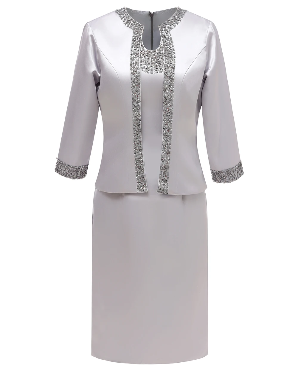 women 2 pieces elegant satin sequins mother of the bride dress knee length with jacket for wedding groom 2019
women 2 pieces elegant satin sequins mother of the bride dress knee length with jacket for wedding groom 2019