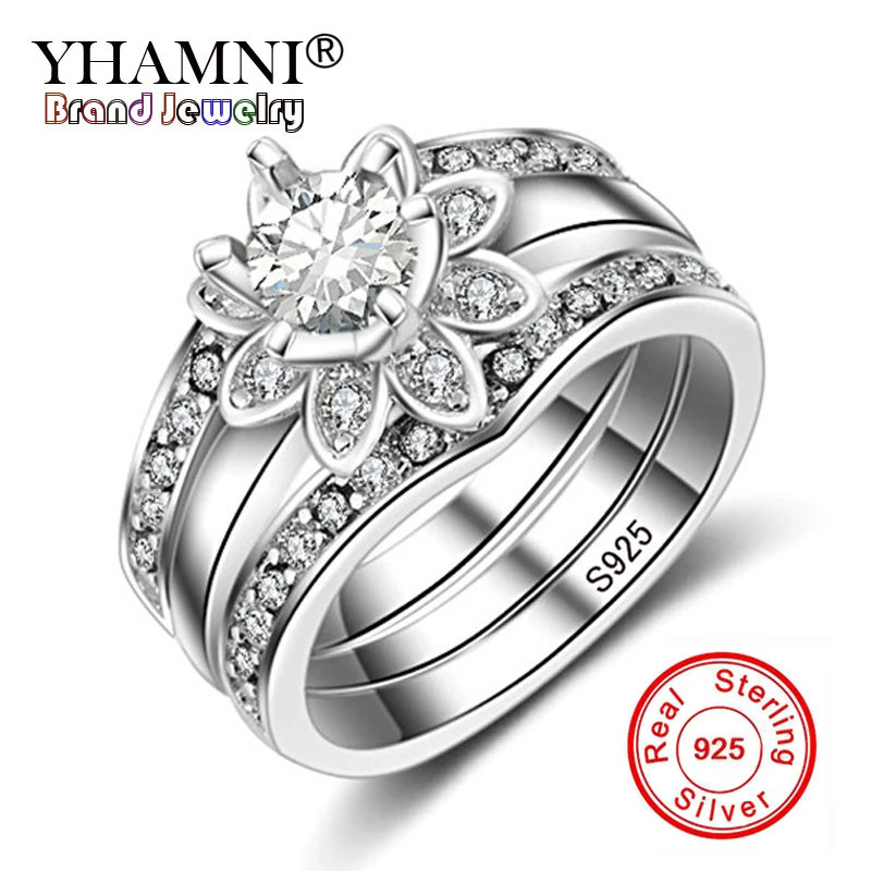 YHAMNI Luxury Jewelry Band Engagement 3pcs Ring Set for Women Guaranteed 925 Sterling Silver Wedding Flower Rings for Women R231
YHAMNI Luxury Jewelry Band Engagement 3pcs Ring Set for Women Guaranteed 925 Sterling Silver Wedding Flower Rings for Women R231