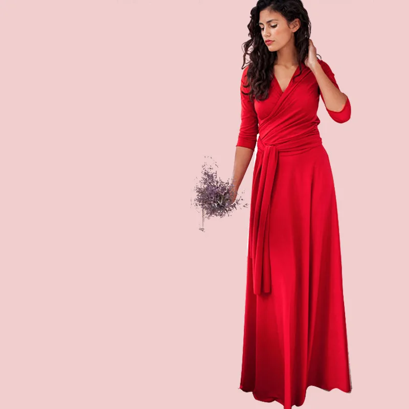 QIUXUAN многоходовое сексуальное платье женское красное вечернее длинное Бандажное