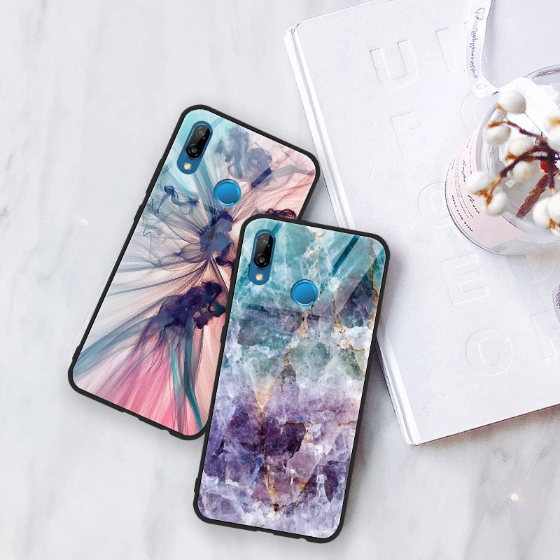 Мраморный чехол из закаленного стекла для Huawei P20 P9 P10 Plus Mate 20 9 10 Pro Lite Honor 8X 7A