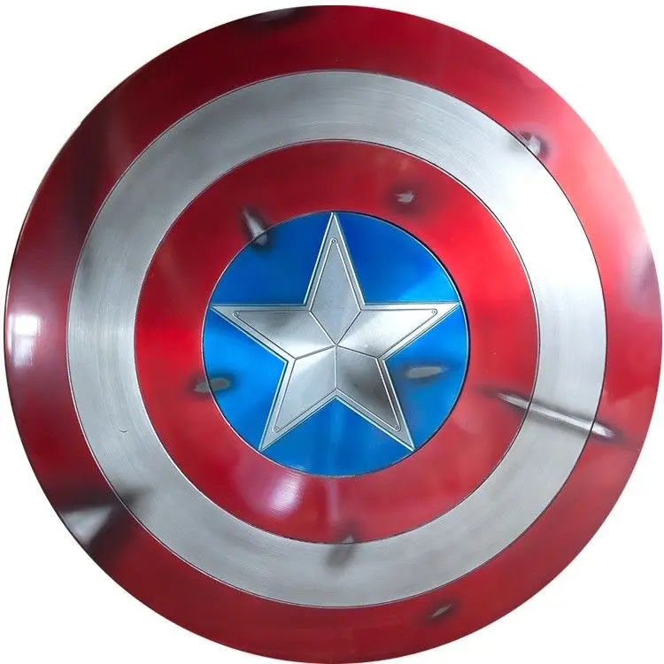 New version 57cm Captain America Shield 1:1 Steve Rogers Aluminum Metal BATTLE DAMAGE Shield Cheap Shipping Fee to Global
New version 57cm Captain America Shield 1:1 Steve Rogers Aluminum Metal BATTLE DAMAGE Shield Cheap Shipping Fee to Global