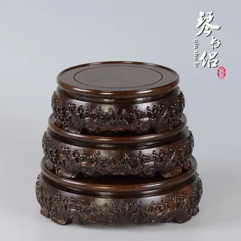 Black Azusa mahogany wood crafts round vase bonsai revolving base 
Black Azusa mahogany wood crafts round vase bonsai revolving base