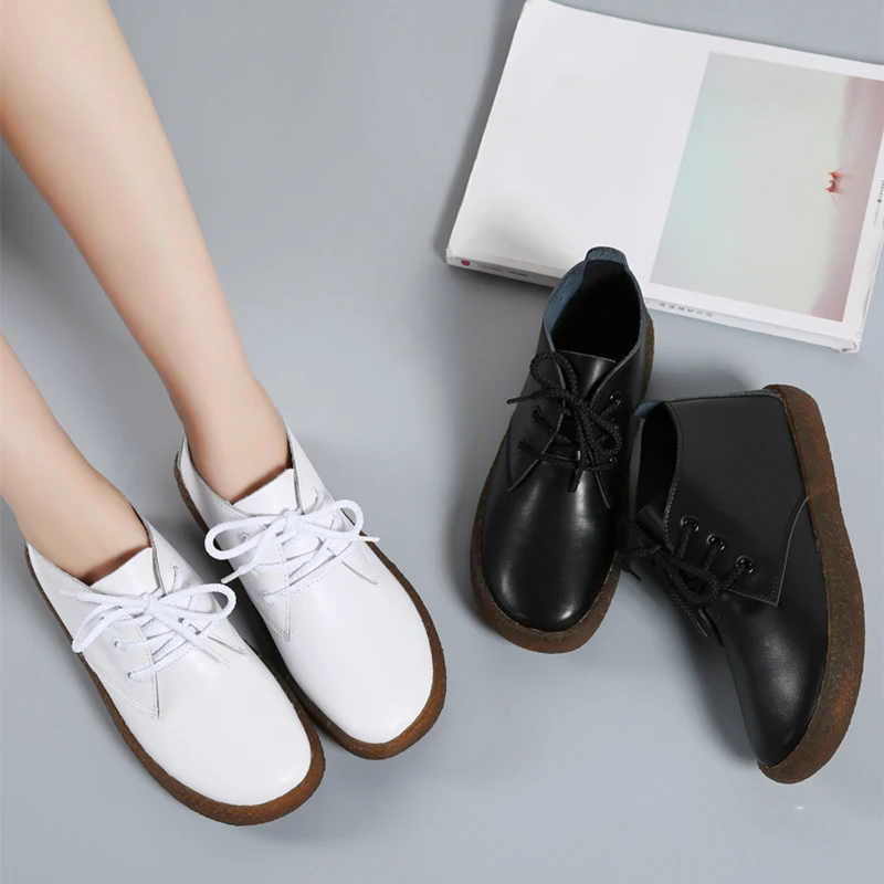 Women Plus Size Flat Platform Ankle Boots Autumn Retro Lace Up Genuine Leather Moccasins Ladies Shoes Winter 2019 White Footwear
Women Plus Size Flat Platform Ankle Boots Autumn Retro Lace Up Genuine Leather Moccasins Ladies Shoes Winter 2019 White Footwear