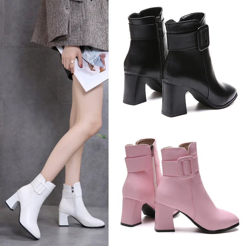 2018 New Fashion Winter Short Boots Low Pointed Middle Tube Buckle Female Martin boots
2018 New Fashion Winter Short Boots Low Pointed Middle Tube Buckle Female Martin boots