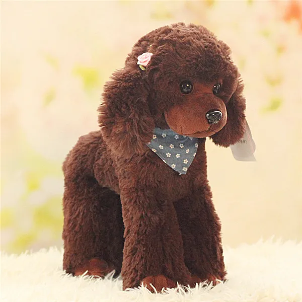 Cute Dog plush toys Poodle Bichon Frise puppy stuffed warm animal toys - Dark Brown 1