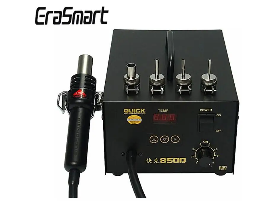 QUICK 850D Digital ESD Hot Air Rework Station Stubbs blowing hot air gun welding station 320W For BGA phone repair
QUICK 850D Digital ESD Hot Air Rework Station Stubbs blowing hot air gun welding station 320W For BGA phone repair