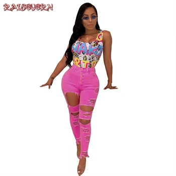 RAISEVERN Lady Sexy Slim Hole Denim Trousers High Waist Skinny Button Women Long Pencil Pant Solid Color Fashion Streetwear Pant 
RAISEVERN Lady Sexy Slim Hole Denim Trousers High Waist Skinny Button Women Long Pencil Pant Solid Color Fashion Streetwear Pant