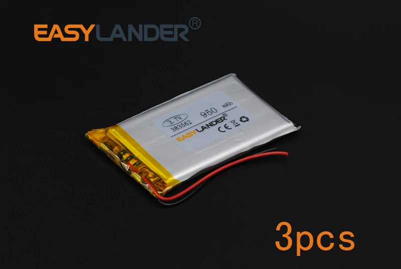 3pcs 3.7V 383562 950mAh Polymer Li-ion Battery For Mp3 Mp4 PAD DIY E-book bluetooth Vedio Game toys Tablet PC Power bank mobile |